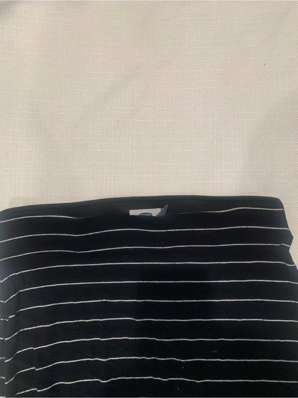 Black & White Striped Maxi Skirt | Stretch Knit Foldover Long Skirt - Picture 6 of 8